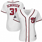 Women Nationals 31 Max Scherzer White 2019 World Series Champions Cool Base Jersey Dzhi,baseball caps,new era cap wholesale,wholesale hats